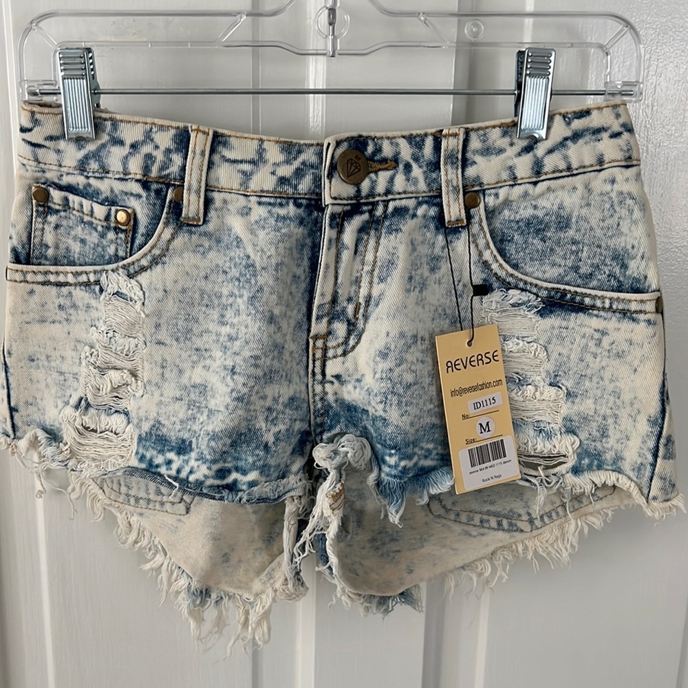 Reverse Acid Was Distressed Raw Hem Shorts Size Medium